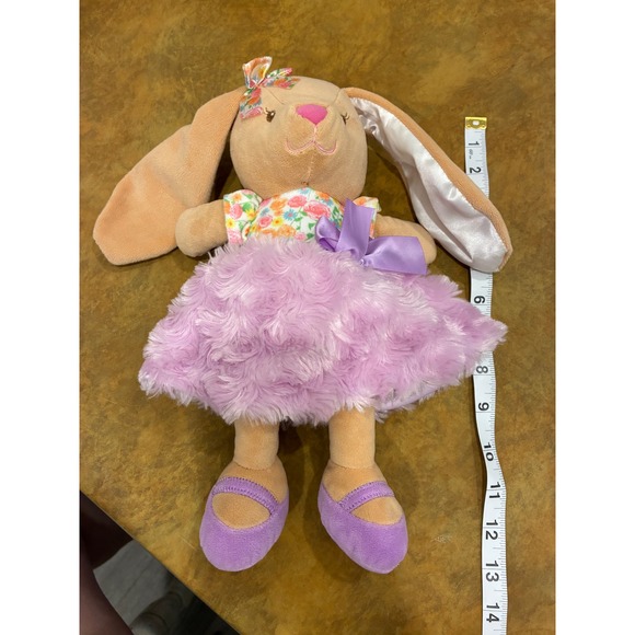 Baby Starters Plush Bunny Rabbit Floral Tutu Pink Tan Stuffed Animal AS04936 - Picture 4 of 5